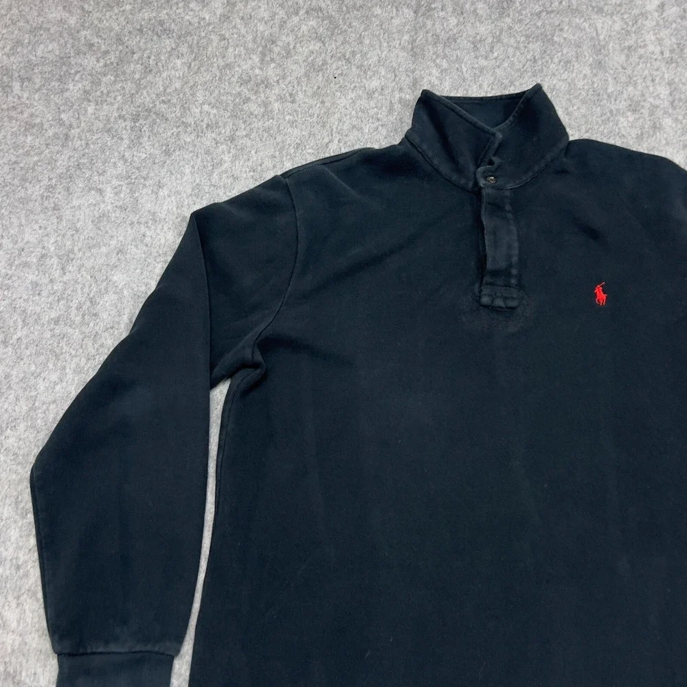 Polo Ralph Lauren Sweater Mens XL Blue Navy Quarter Button Preppy Pullover Pony